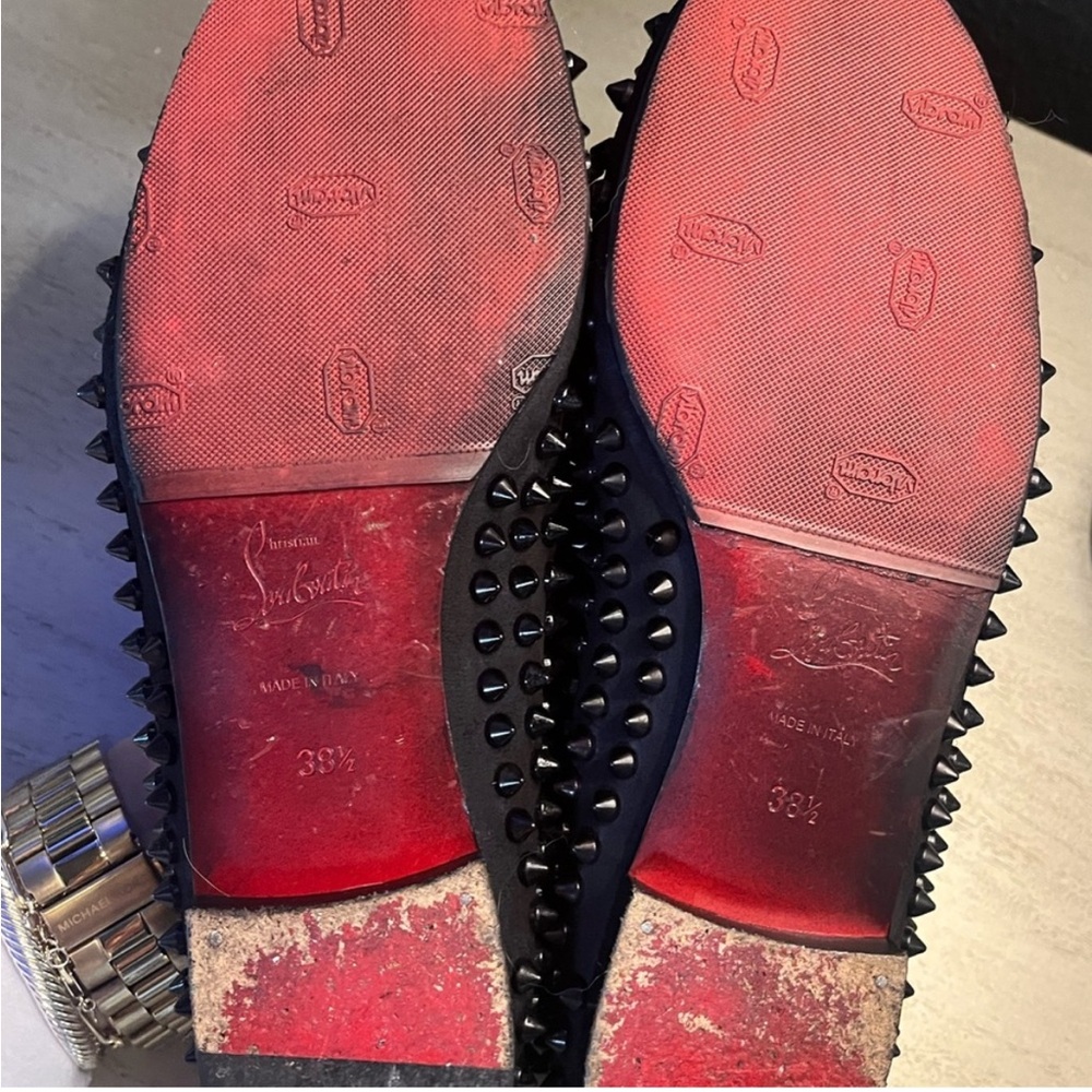 Christian Louboutin Black Spiked Loafers - Picture 9 of 11